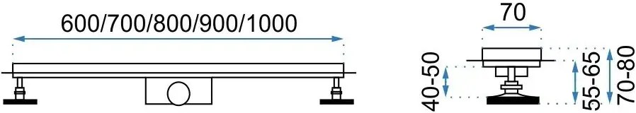 Rea Neo Pure Pro, lineárny odtokový žľab 2v1 s 360stupňovým sifónom 80cm, medená kartáčovaná, REA-G8022