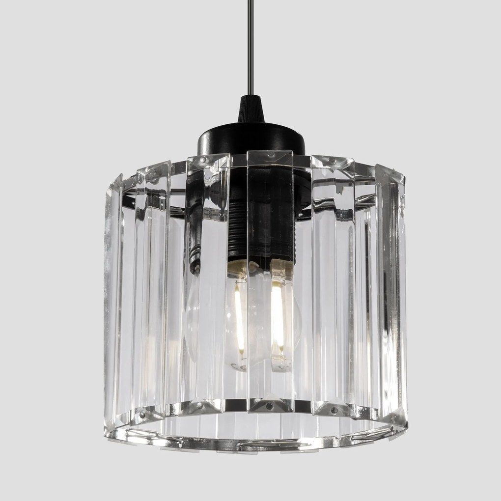 Toolight Toolight, Krištáľová závesná lampa E27 60W APP511-1CP, čierna, OSW-08551