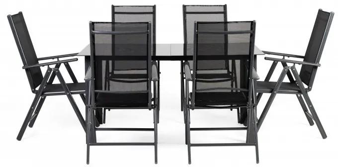 Hector Sada zahradního nábytku - stůl 150 cm + 8 židlí Dizu II tmavě šedá