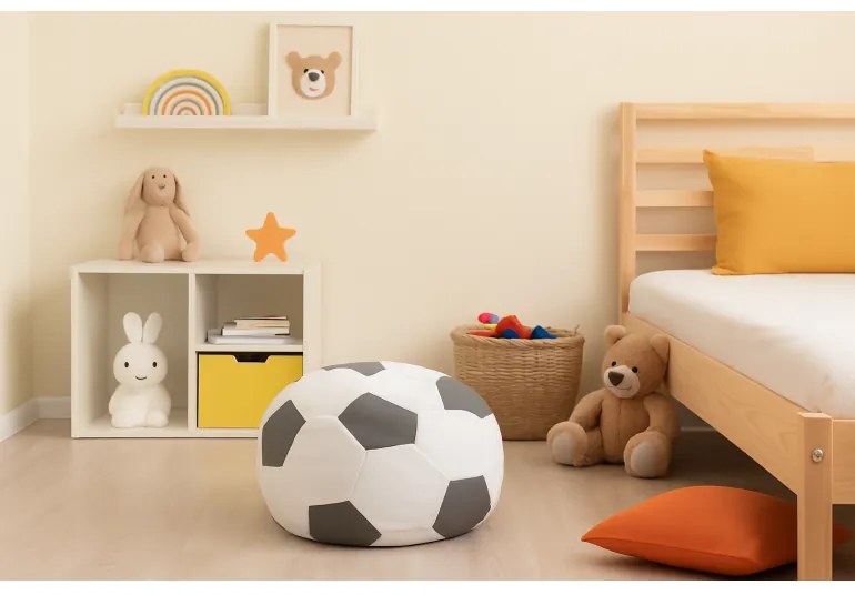 Sedací vak futbalová lopta malá bielosivá EMI