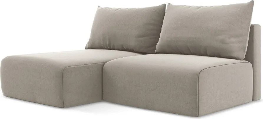 Taupe zamatová rozkladacia/s úložným priestorom rohová pohovka (ľavý roh/s leňoškou) Kalena – Makamii