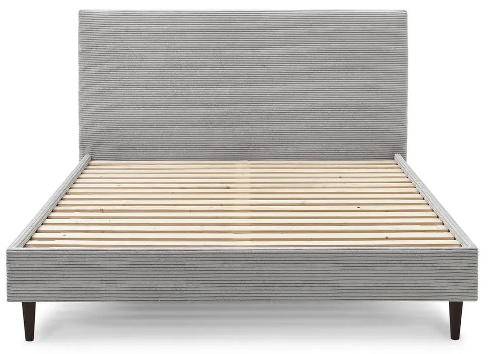 Sivá menčestrová dvojlôžková posteľ Bobochic Paris Anja Dark, 180 x 200 cm
