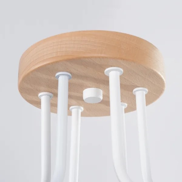 Sollux SL.1666 - Prisadený luster TIMBO 6xE27/15W/230V biela/béžová/buk