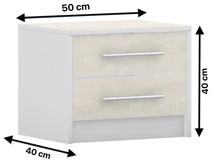 Nočný stolík AURELIA 50 cm bielo-béžový