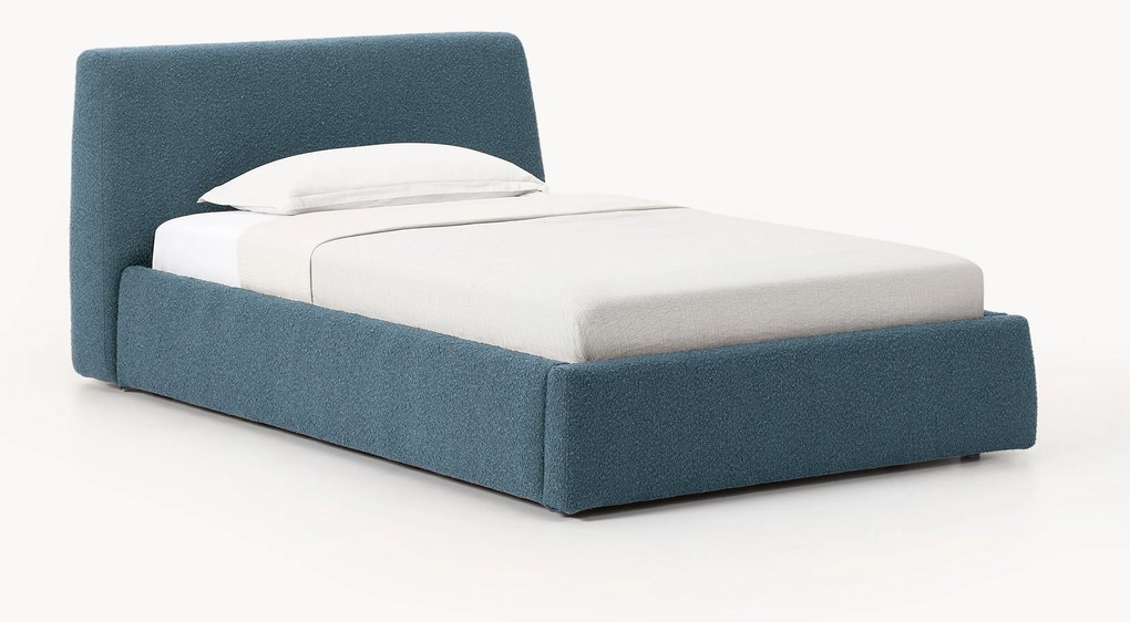 Čalúnená buklé jednolôžková posteľ s úložným priestorom Cloud
