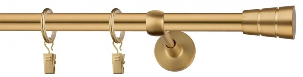Dekorstudio Garniža jednoradová BASIC zlatá 19mm Dĺžka: 480cm, Typ uchytenia: Držiak modern, Typ príslušenstva: Krúžky tiché so štipcami