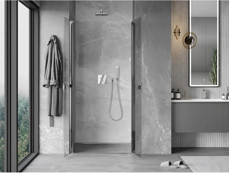 Mexen MIST, 2-krídlové sprchové dvere (d+d) 95x200 cm, 6mm číre sklo, chrómový profil, 8A7-095-000-01-00