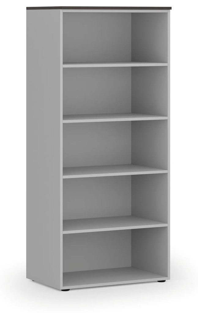 Kancelársky regál PRIMO GRAY, 1781 x 800 x 500 mm, sivá/wenge