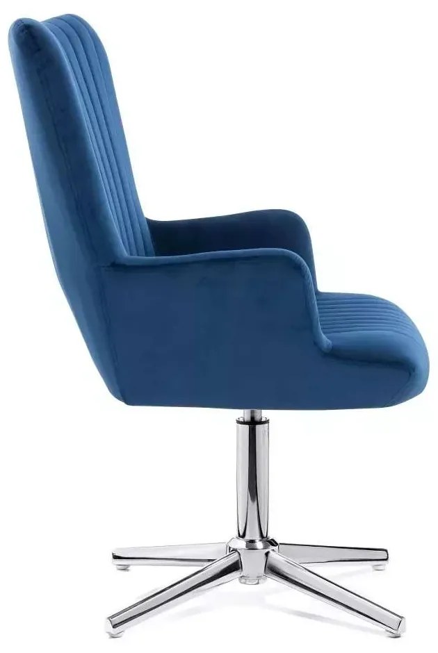 LuxuryForm DESIGN Kreslo AMADEO VELUR na striebornom kríži - modré