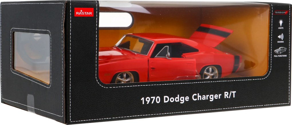 1970 Dodge Charger RT červený RASTAR model 1:16 Auto na diaľkové ovládanie + pilot