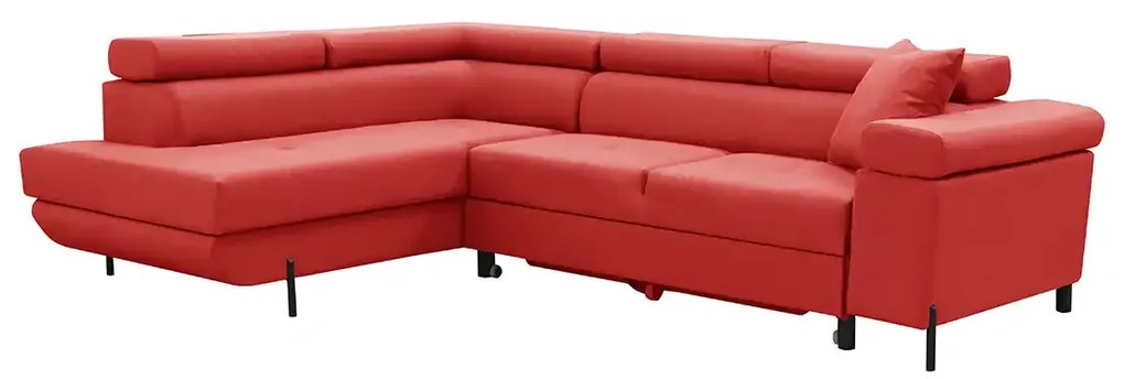 Rohová sedacia súprava s funkciou spania, vlnité pružiny, EDIS, ľavá Červená