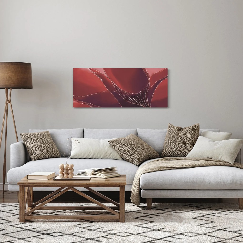 Obraz - Červená abstraktná kvetina N⁰2 (120x50 cm)