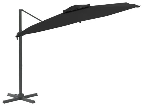 vidaXL Dvojitý konzolový dáždnik čierny 400x300 cm-