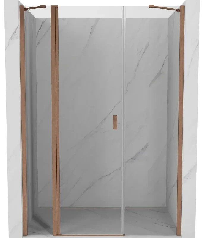 Mexen, Mexen Mist Otočné sprchové dvere 160 cm, transparentné, brúsená meď - 8A4-160-001-65-00