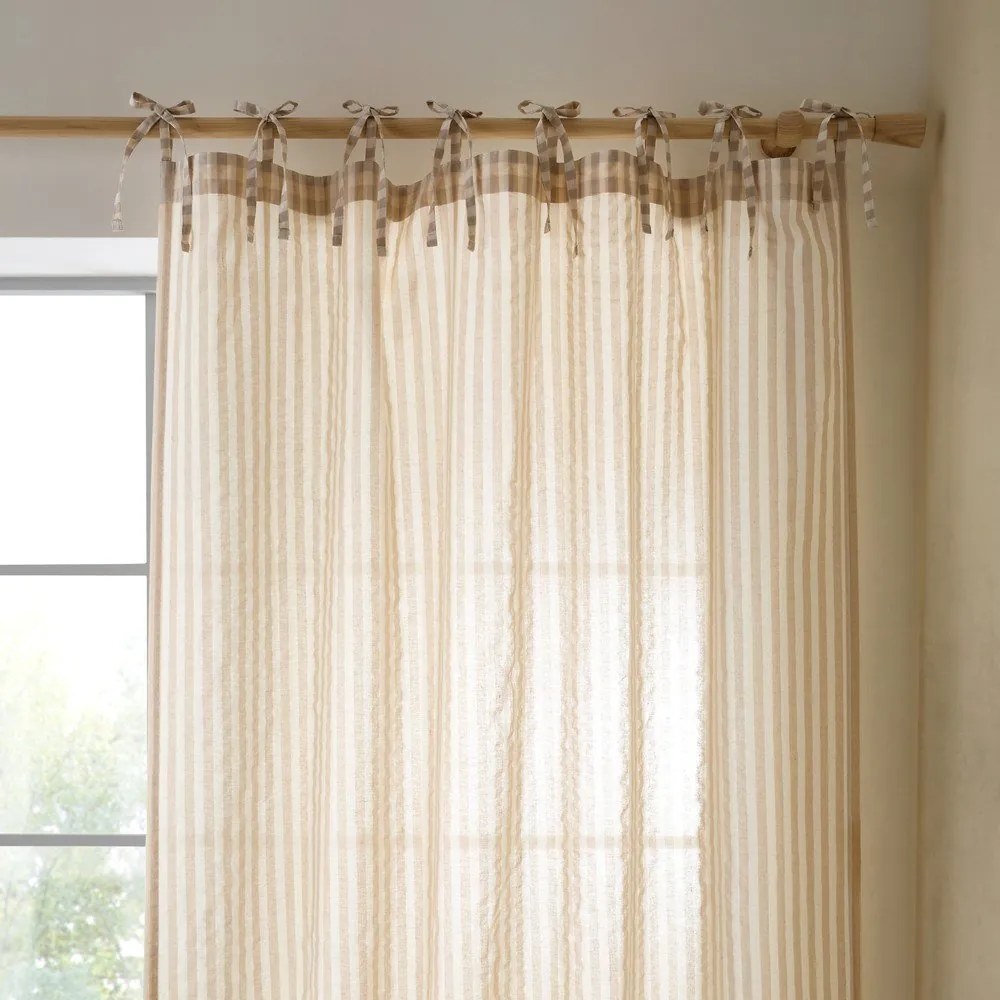 Béžový záves 140x183 cm Zanzibar Woven Stripe – Pineapple Elephant