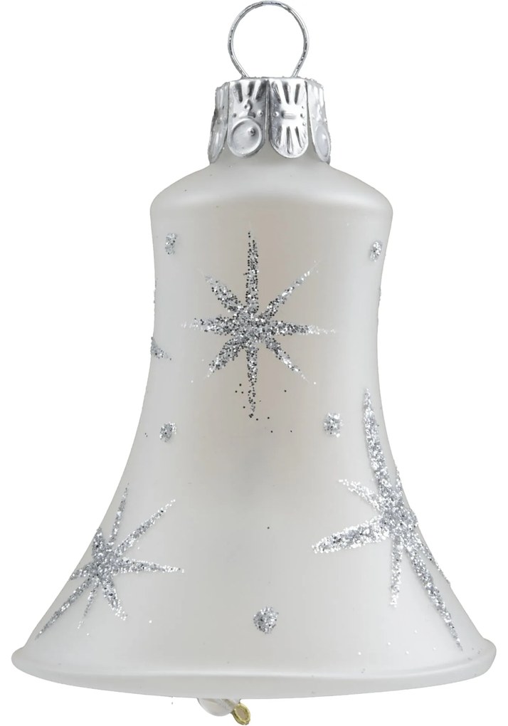 Bella Rose Sklenená vianočná ozdoba Zvonček Mat Strieborná