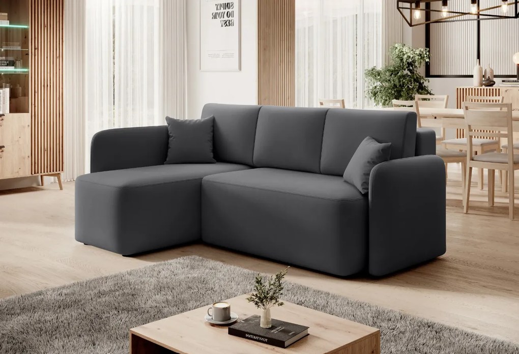 AKCIA Tmavosivá rohová sedacia súprava HADSON pravý roh II. akosť