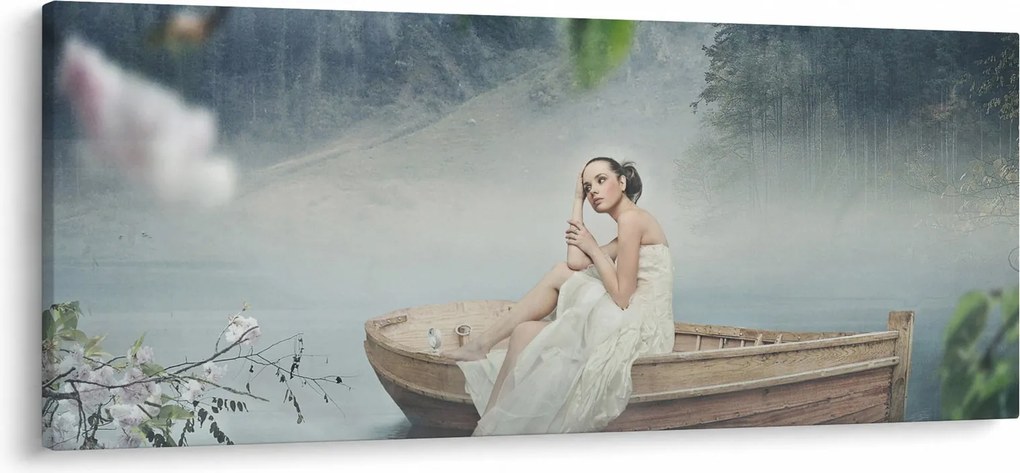 Obraz - Žena na loďke (120x50 cm)