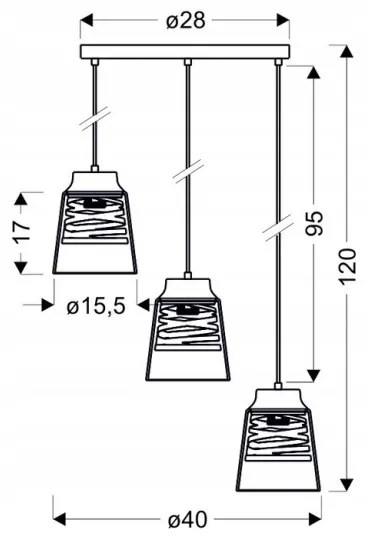 Luster na lanku FRESNO 3xE27/60W/230V