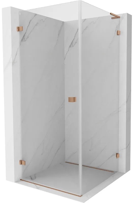 Mexen Lunar-B L sklápací sprchový kút ľavý 70 x 70 cm, číre sklo, medená matná, 832L-070-070-65-00-L