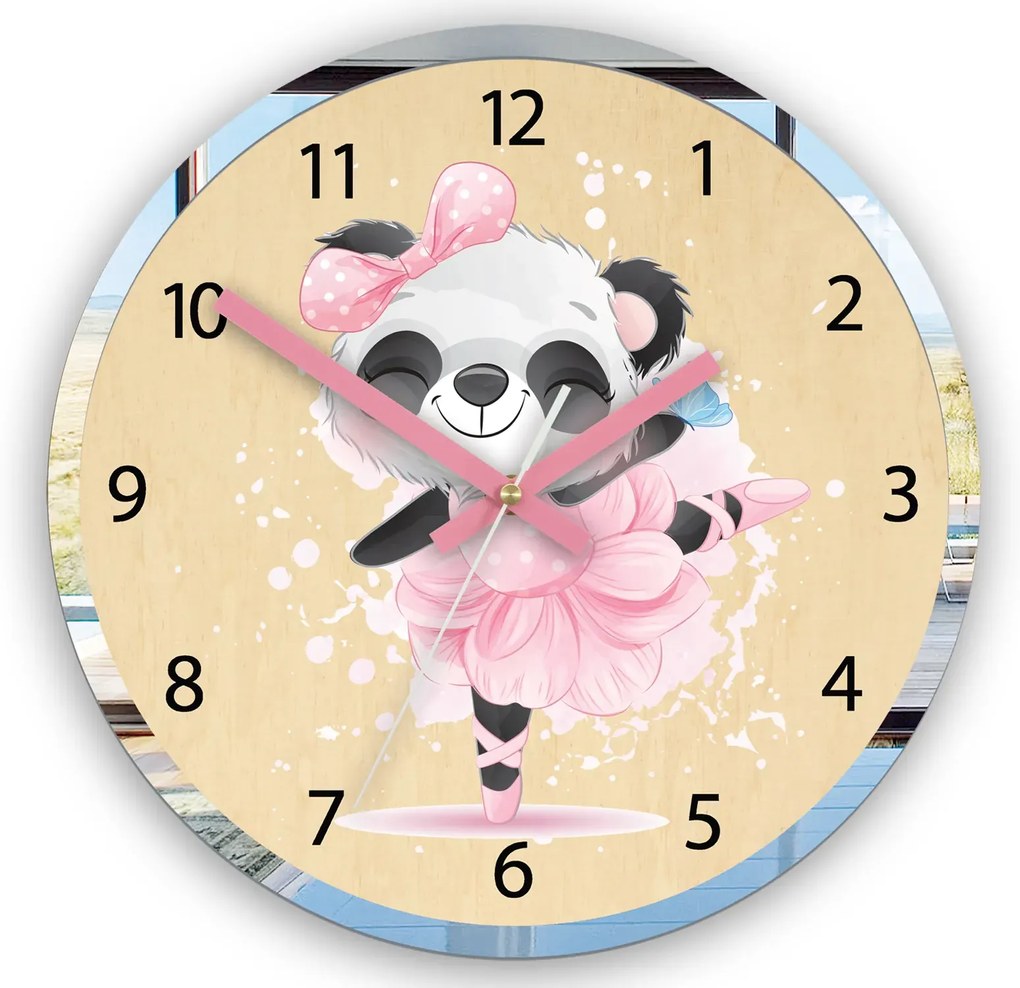 Dětské nástěnné hodiny Mirro Panda 30 cm vícebarevné