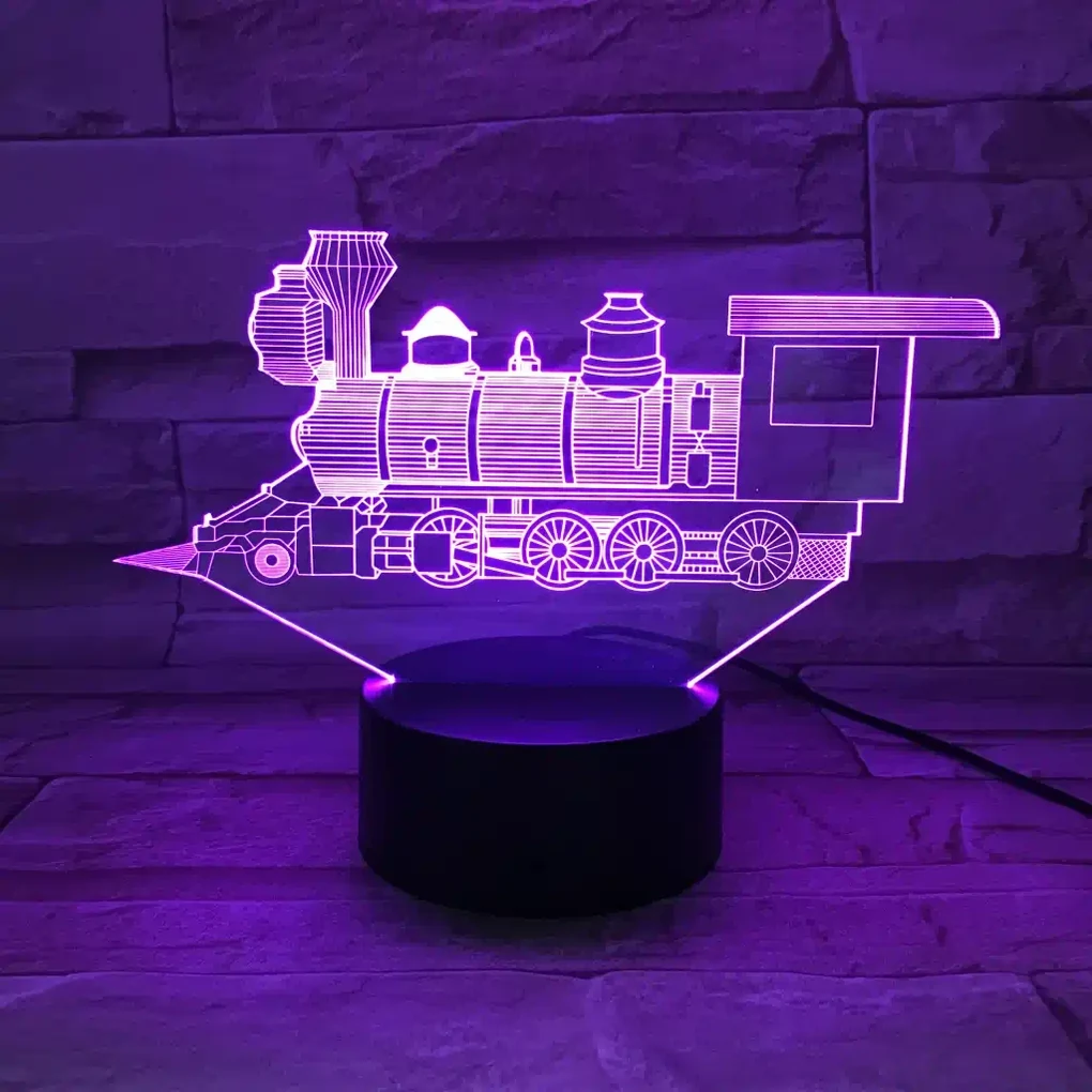 3Dmix 3DL-DRGB001 – 3D LED nočná lampa - Vlak - Lokomotíva (Dual RGB)