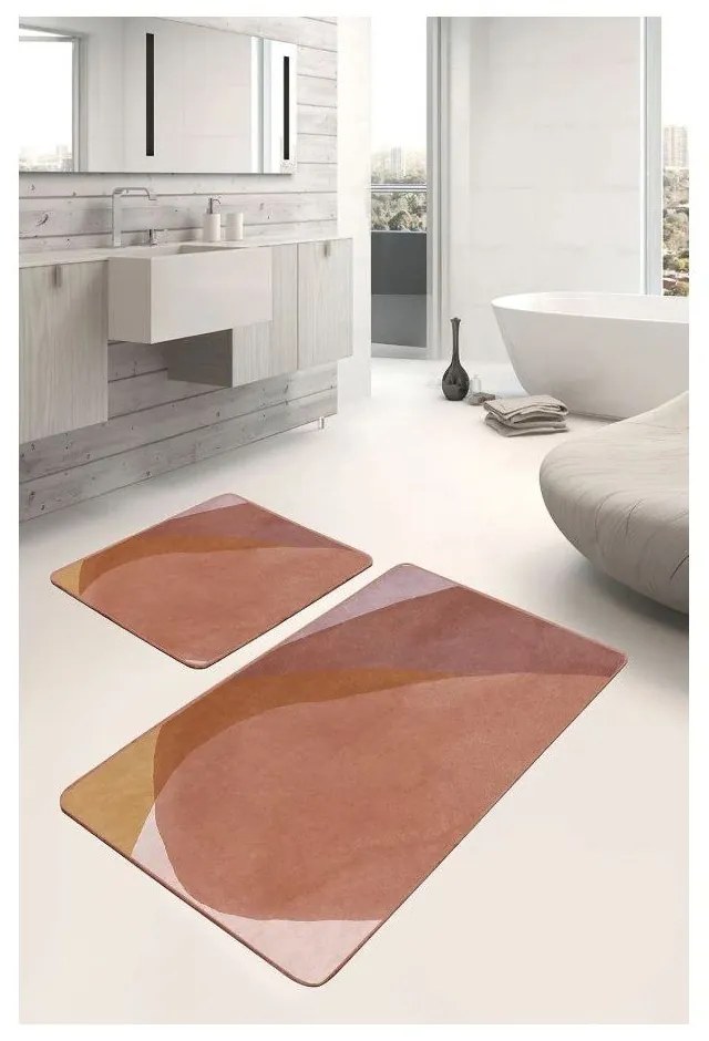 Hnedé zamatové kúpeľňové predložky v súprave 2 ks 60x100 cm – Mila Home