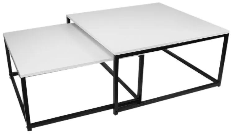 Kondela Set dvoch konferenčných stolíkov, matná biela/ čierna, KASTLER NEW TYP 1