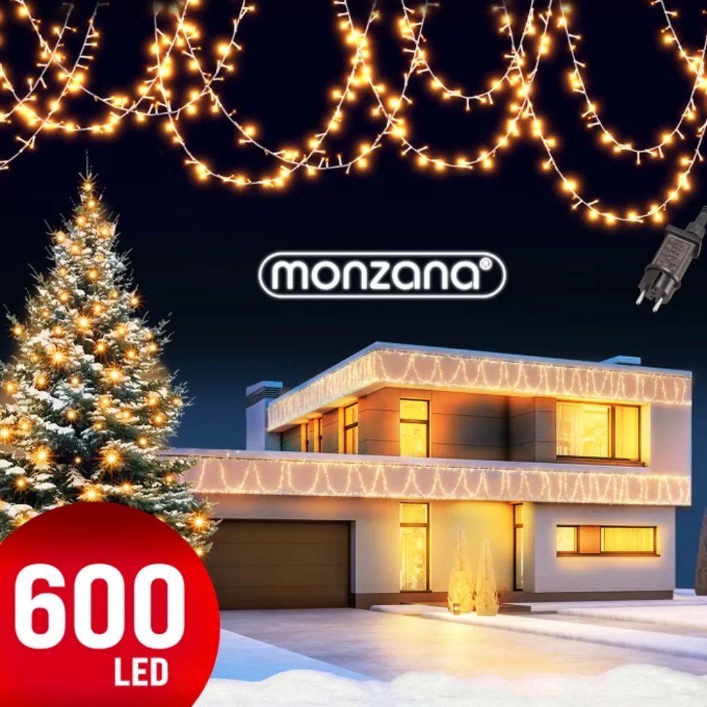 Vianočná svetelná reťaz SIMPLE, 60m, teplá biela Monzana