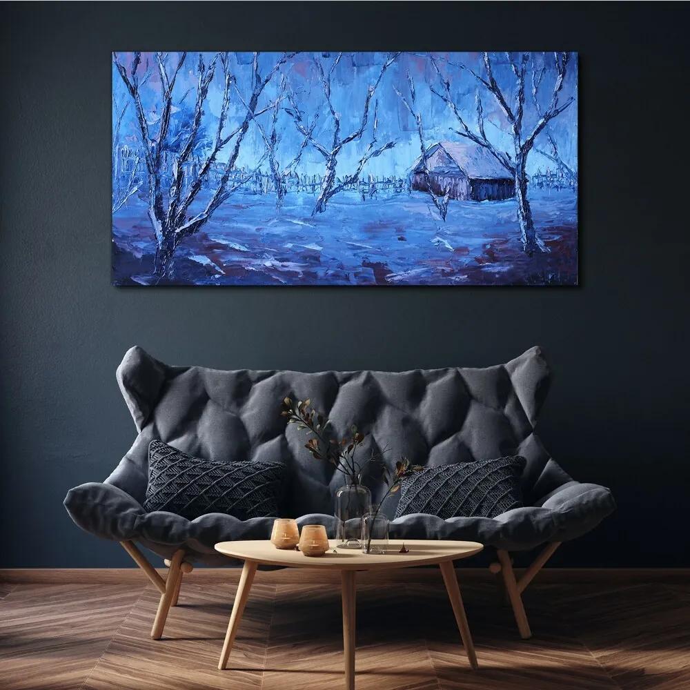 Obraz canvas Abstrakcia zimné sneh stromy