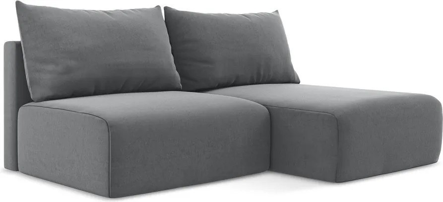 Sivá zamatová rozkladacia/s úložným priestorom rohová pohovka (pravý roh/s leňoškou) Kalena – Makamii