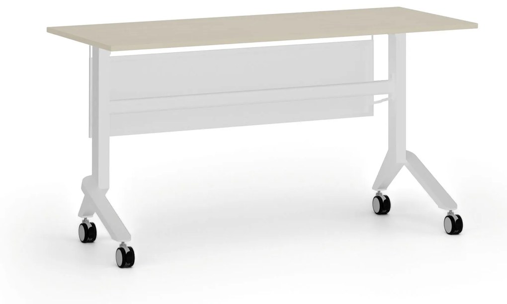 Mobilný stôl PRIMO MOVE, 1400 x 600 mm, biela podnož, breza