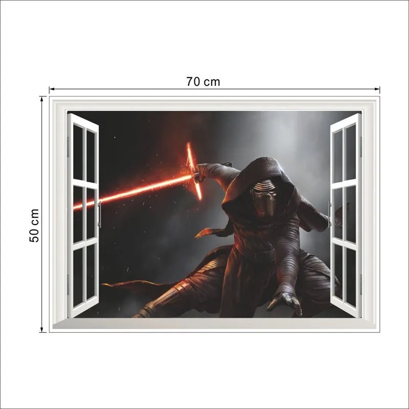 Veselá Stena Samolepka Kylo Ren za oknom
