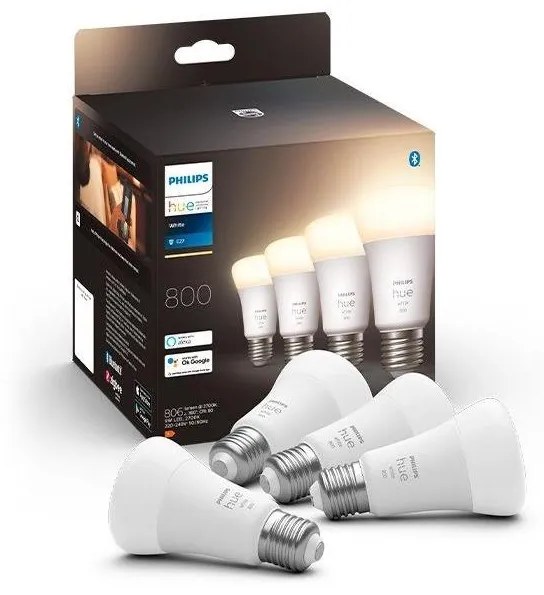 SADA 4x LED Stmievateľná žiarovka Philips Hue WHITE A60 E27/9W/230V 2700K