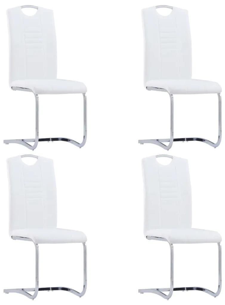 Jedálenské stoličky, perová kostra 4 ks, biele, umelá koža 281778