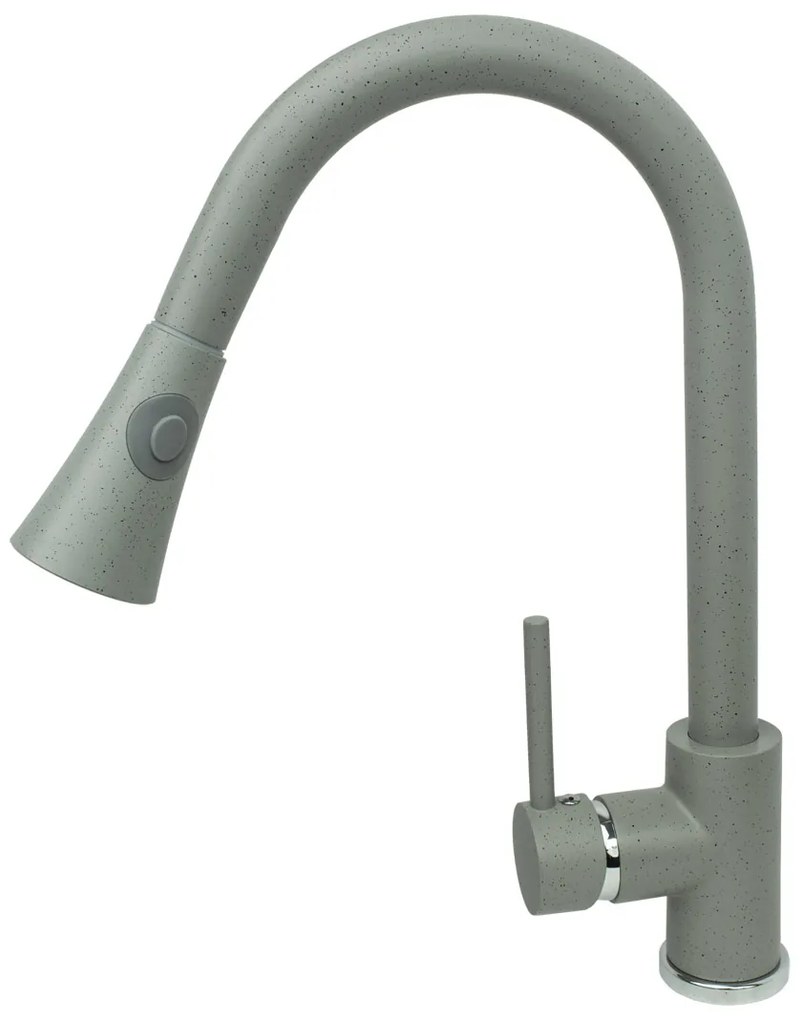 Gamma Taru, vysoká drezová batéria s výsuvným výtokom, šedá škvrnitá, GMA-BT-G