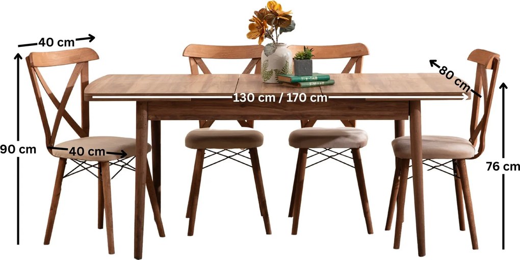 Jedálenský set Cenia (hnedá) (pre 4 osoby). Akcia -18%. Vlastná spoľahlivá doprava až k Vám domov. 1145813