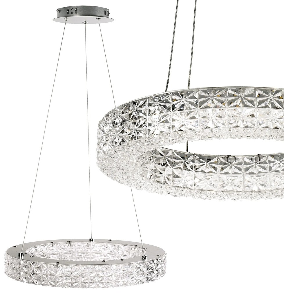 Toolight Toolight, LED stropné krištáľové svietidlo 40cm, 24W, 4000K, MS004-CP, chrómová, OSW-09614