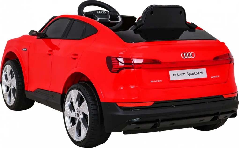 Ramiz Audi E-Tron Sportback pre deti červené + na diaľkové ovládanie + pohon 4x4 + pomalý štart + rádio MP3 + LED