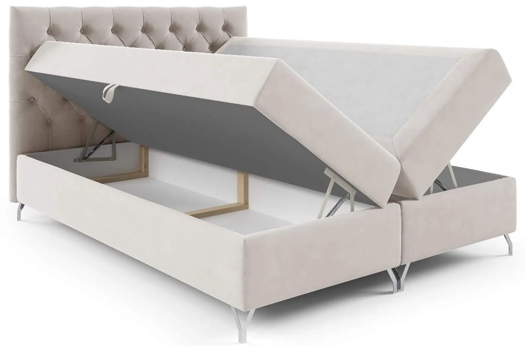 Wilsondo Čalúnená boxspring manželská posteľ s matracom Guliette 140x200 - béžová