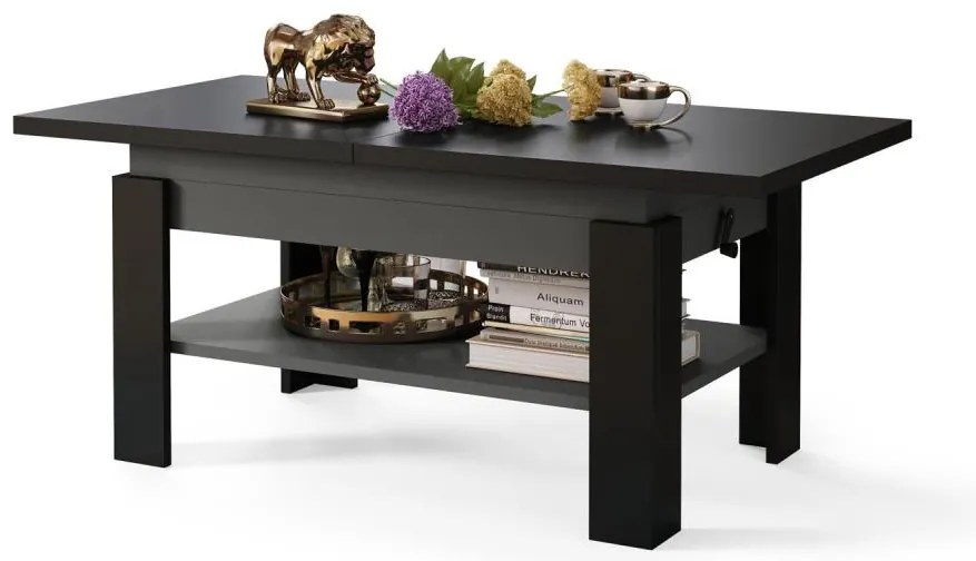 Rozkladací konferenčný stôl so zvíhacou doskou ROY čierna/antracit