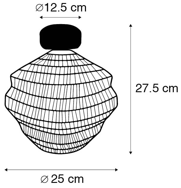 Orientálne stropné svietidlo čierne 25 cm - Vadi