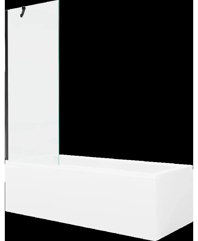 Mexen Cubik obdĺžniková vaňa 170 x 70 cm s obkladom a 1-krídlovou sprchovou zástenou 70 cm, Transparentné, Čierna - 550317070X95
