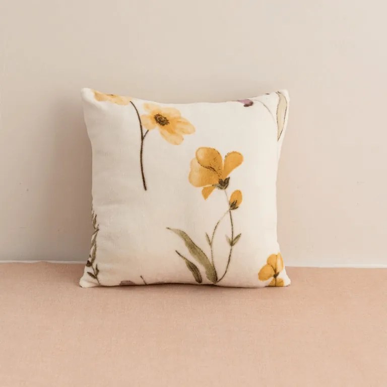 Obojstranná obliečka na vankúšik DUO SENSE WILDELLA 45x45 cm mikroplyš/flanel, krémový