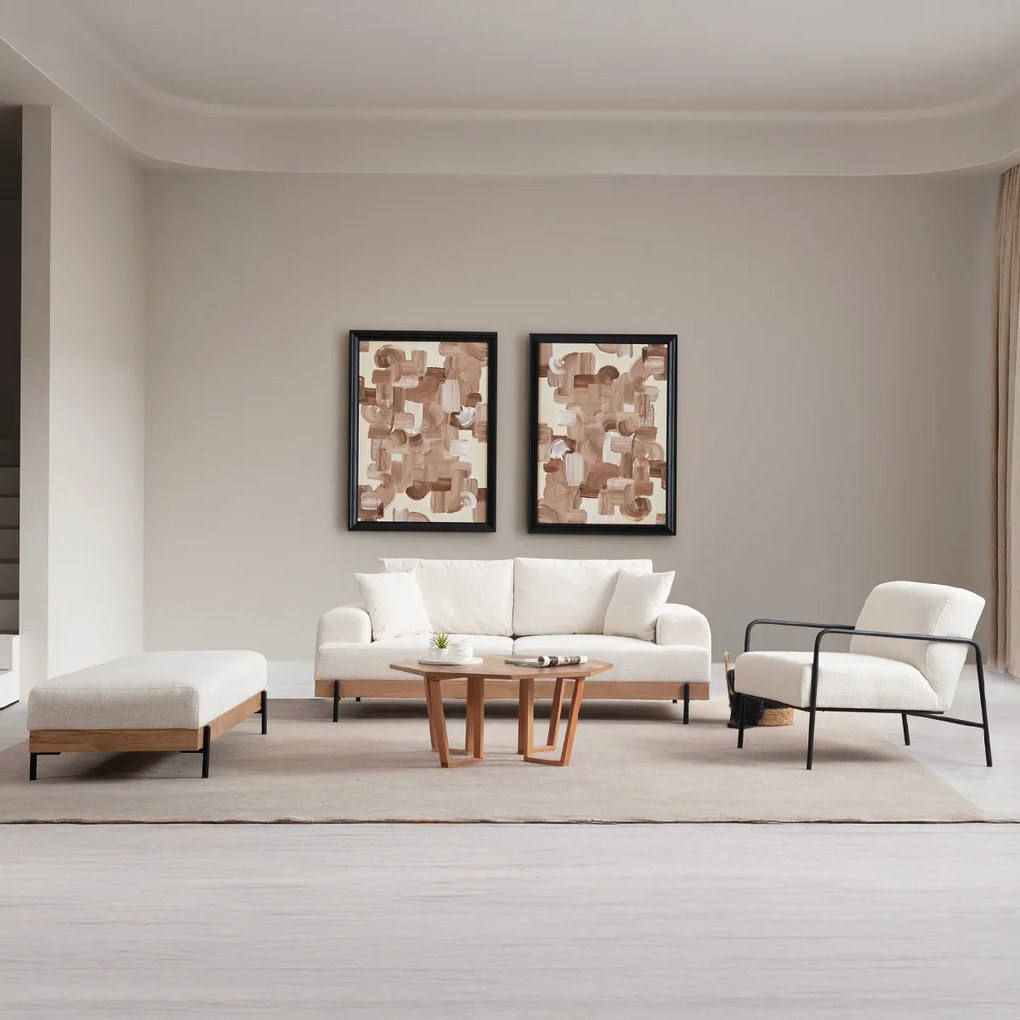 Taburetka Eti Oak Pouffe White