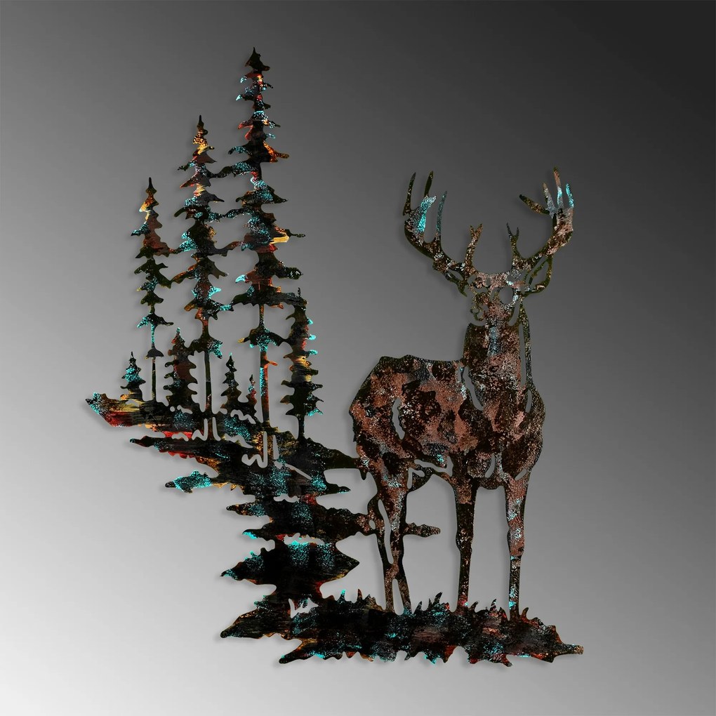 Nástěnná kovová dekorace Deer vícebarevná