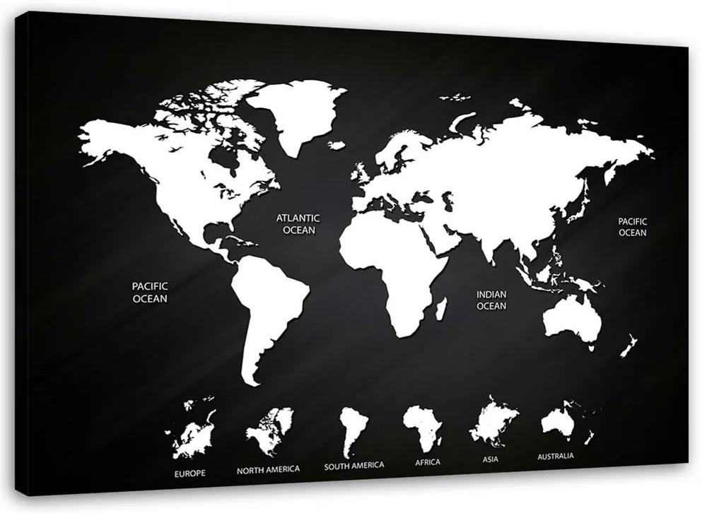 Gario Obraz na plátne Mapa sveta a kontinenty Rozmery: 60 x 40 cm