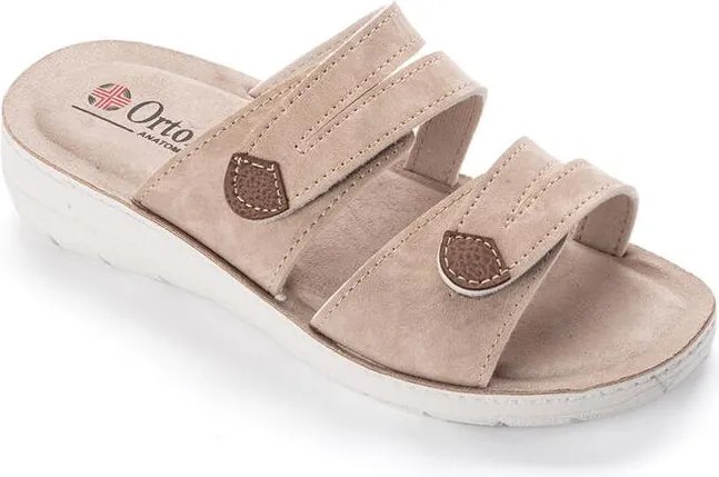 Dámske šľapky na kline na suchý zips béžové veľ. 38
