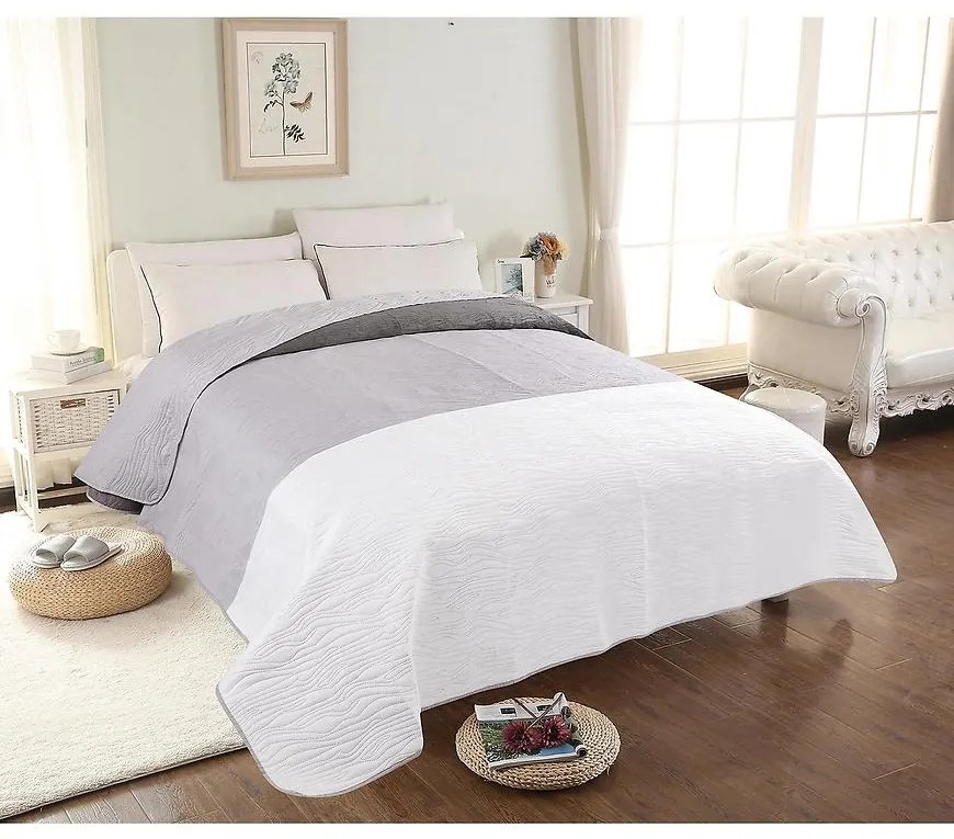 Prikrývka na posteľ Velvet 02 160x200 šedá/biely