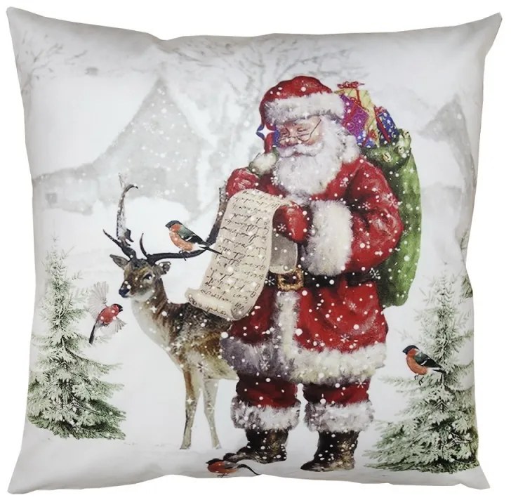Bielo-červená obliečka na vankúš Santa - 45*45 cm